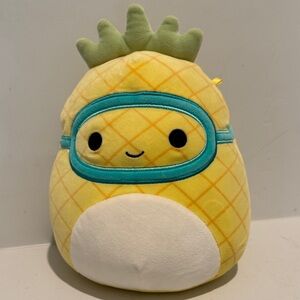 Squishmallow 8in Yellow Pineapple with Scuba mask Plush